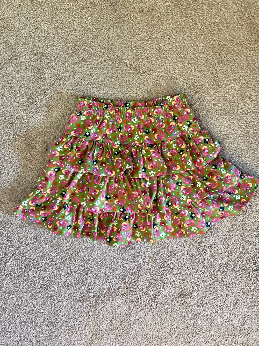 Hanna Andersson Ruffle & Twirl Print Skirt, Lichen Leaf/Multi - Size 120 (6/7)